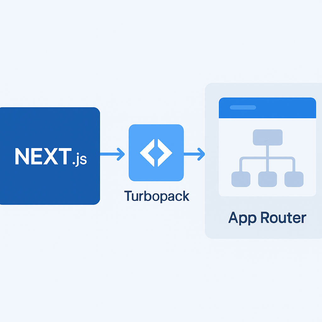 Next.js 15 architecture with Turbopack and App Router components