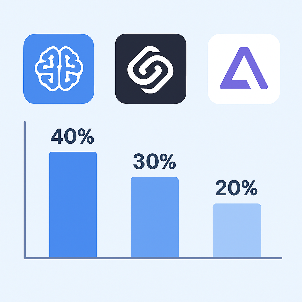 AI platforms market comparison chart showing GPT-4o, Claude 3.5, and Gemini Pro