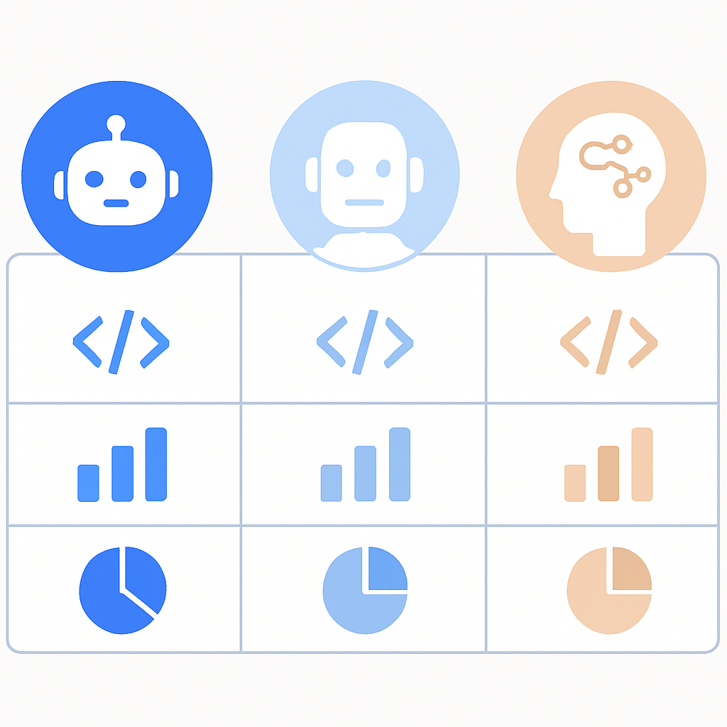 AI coding tools comparison chart with GitHub Copilot, Cursor and Codeium features