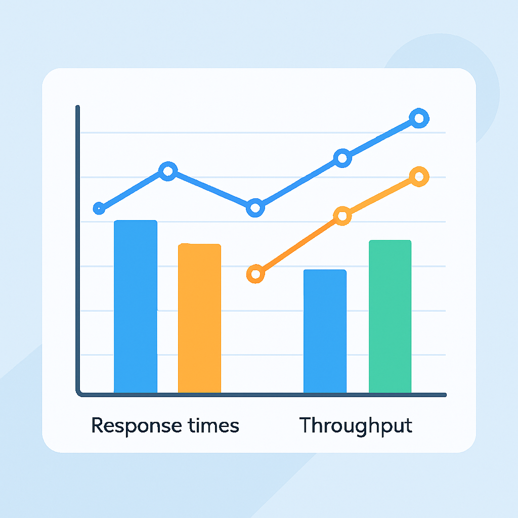API performance benchmark chart with response time and throughput metrics