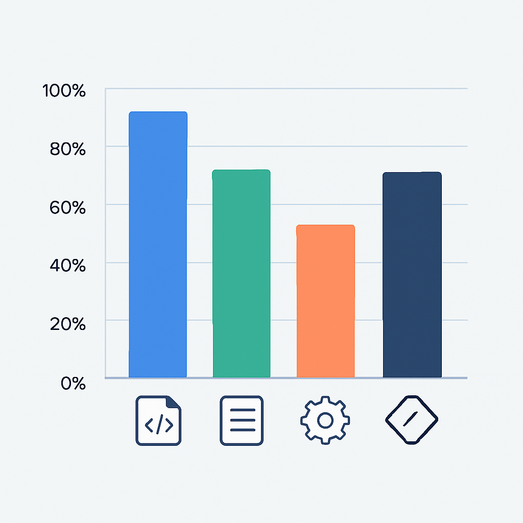Bar chart comparing code generation accuracy across GitHub Copilot, Cursor, and Codeium