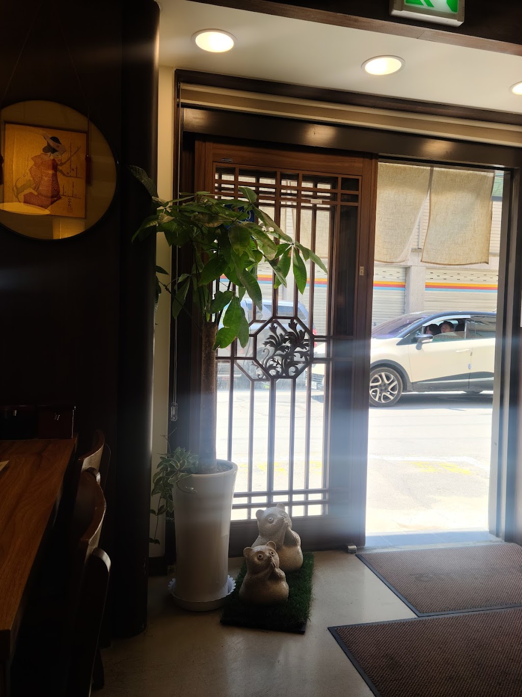 Authentic Japanese soba shop with wooden interior