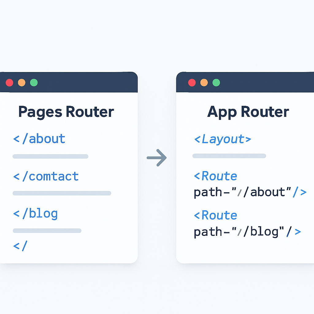 Next.js Pages Router to App Router migration code comparison