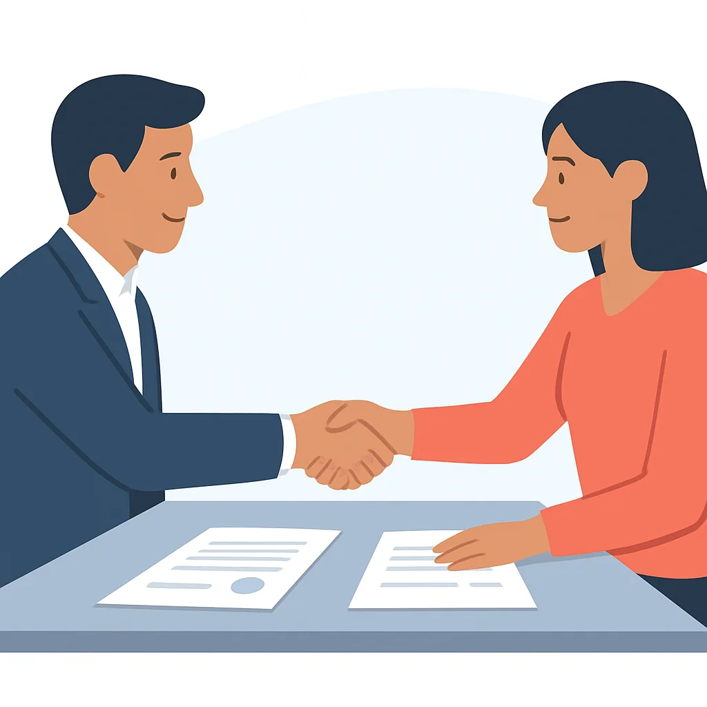 Salary negotiation and agreement illustration