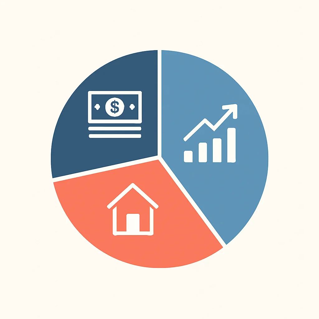 Diversified investment portfolio pie chart