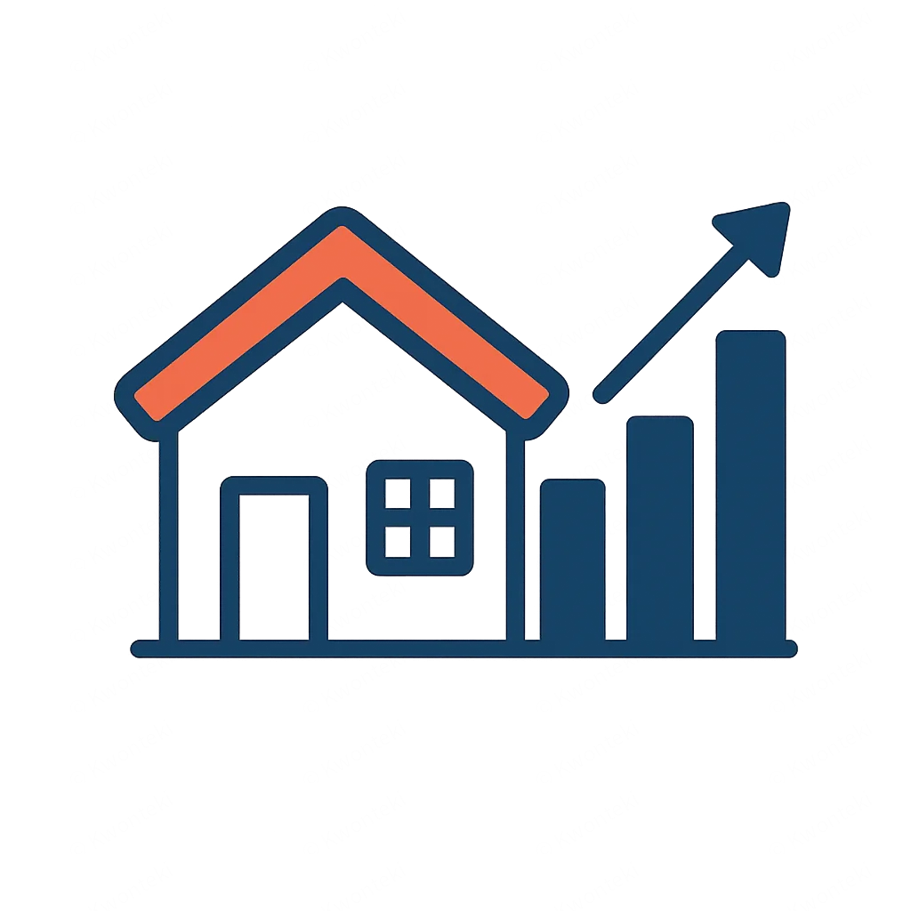 Smart home investment and financial growth icon