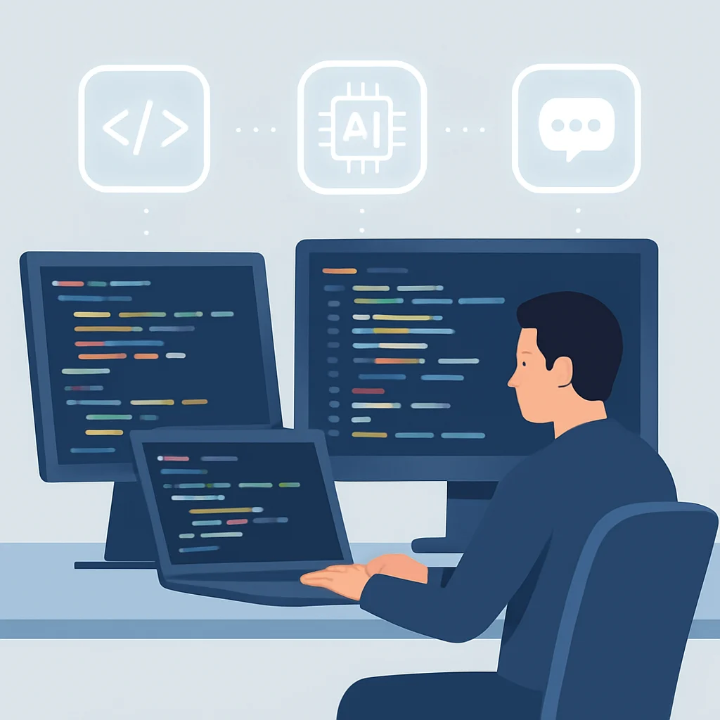 Developer learning multiple languages with AI tools