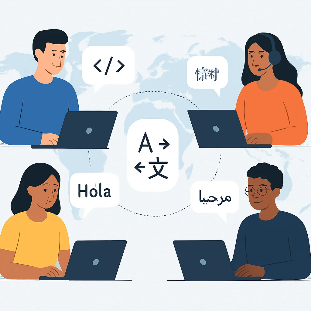 Global developer collaboration with multi-language support