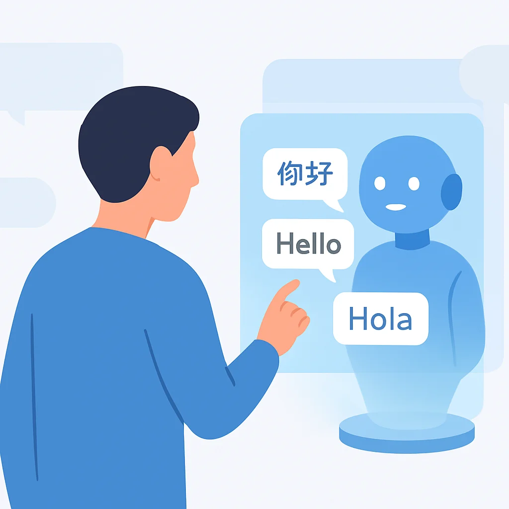AI language learning assistant showing real-time translation