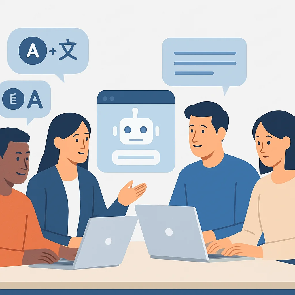 AI-assisted team collaboration illustration