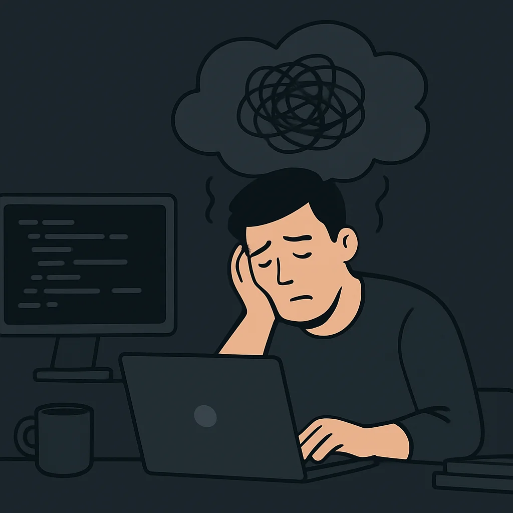 Developer burnout symptoms illustration