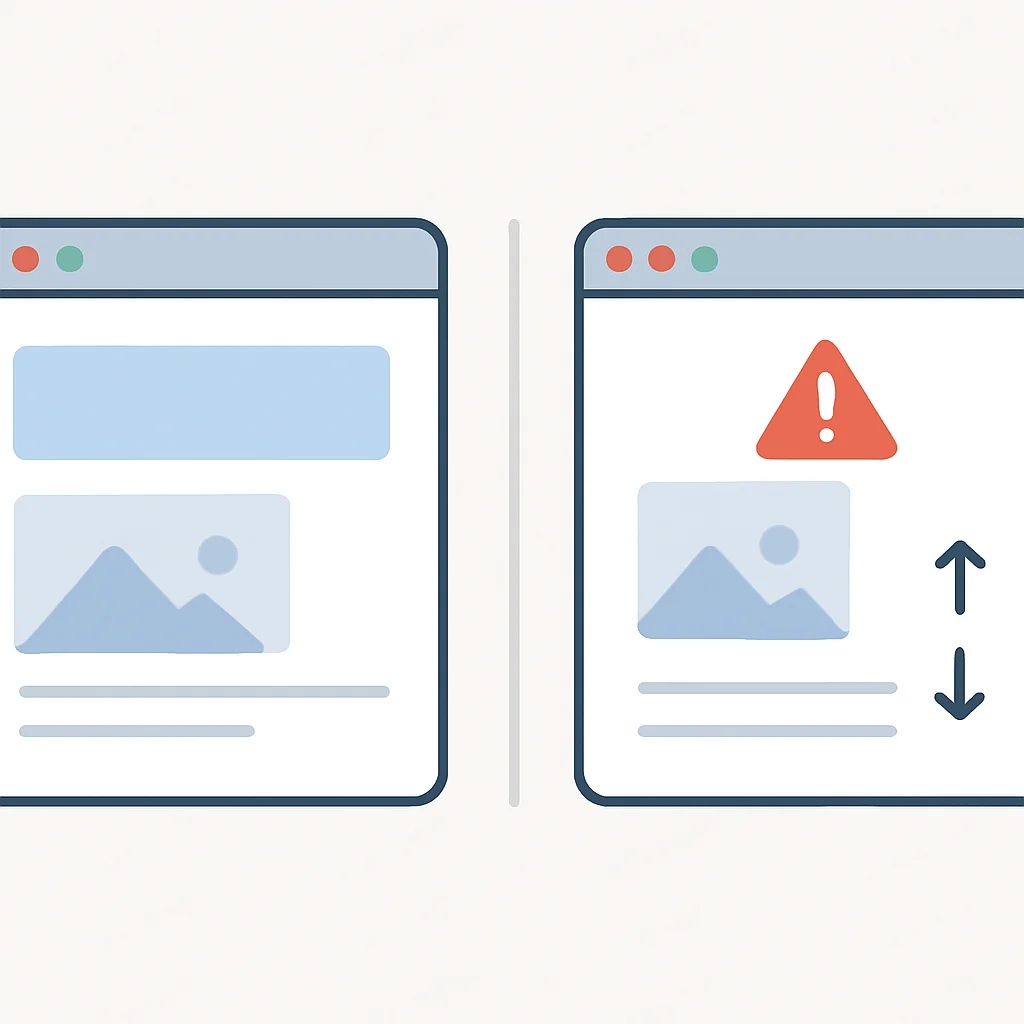 Web page layout shift comparison