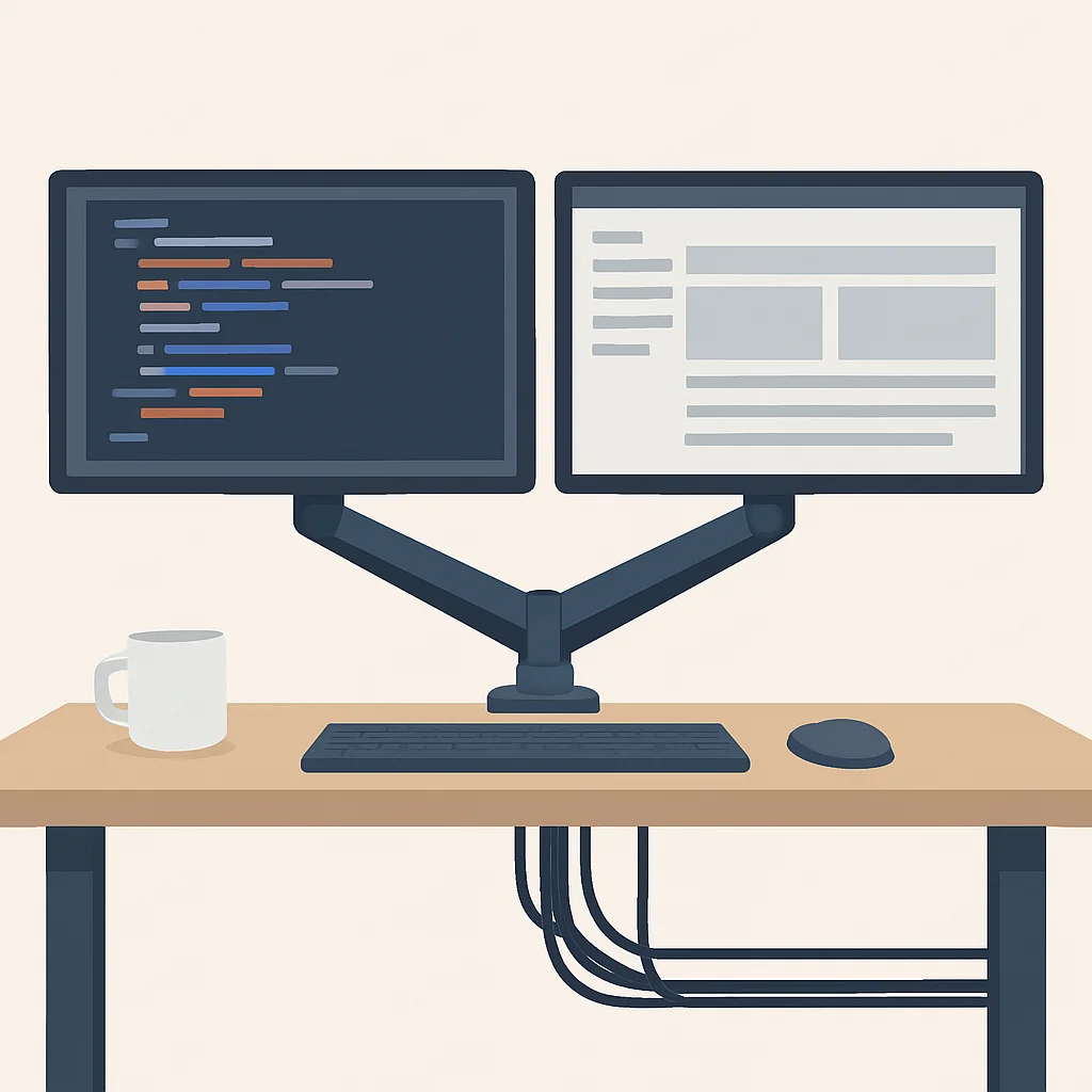 Ergonomic monitor arm setup for developers