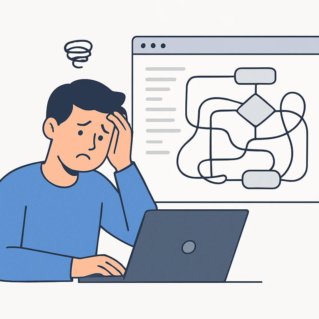 Frustrated developer facing learning challenges