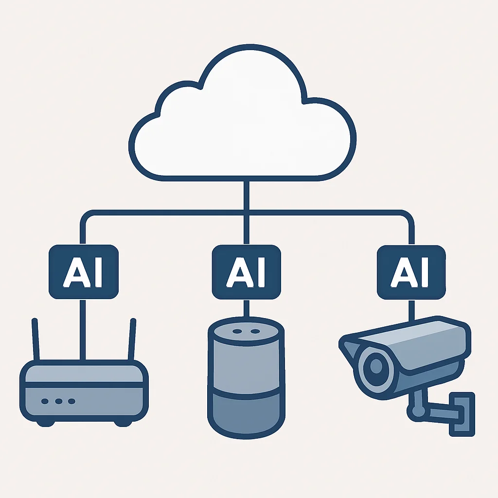 Edge AI architecture with IoT devices and cloud integration
