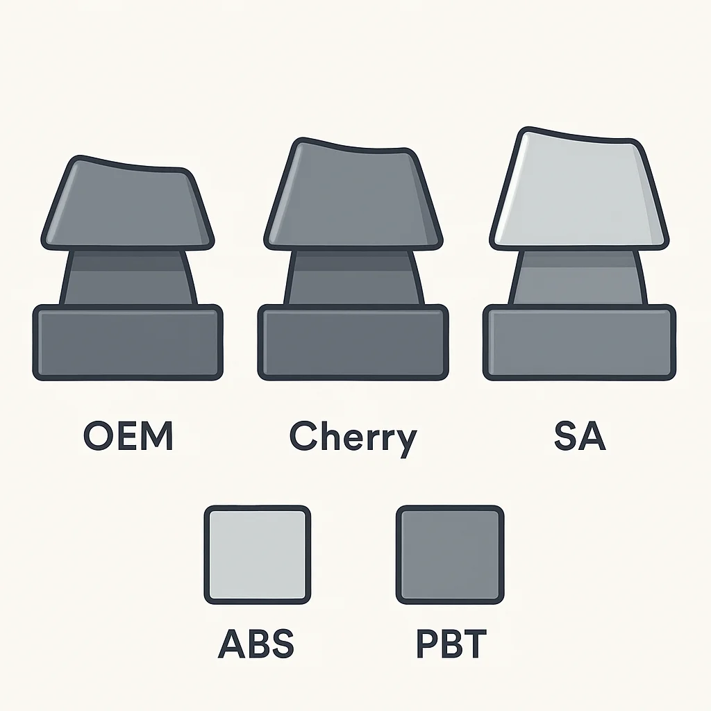 Keycap profiles and materials comparison