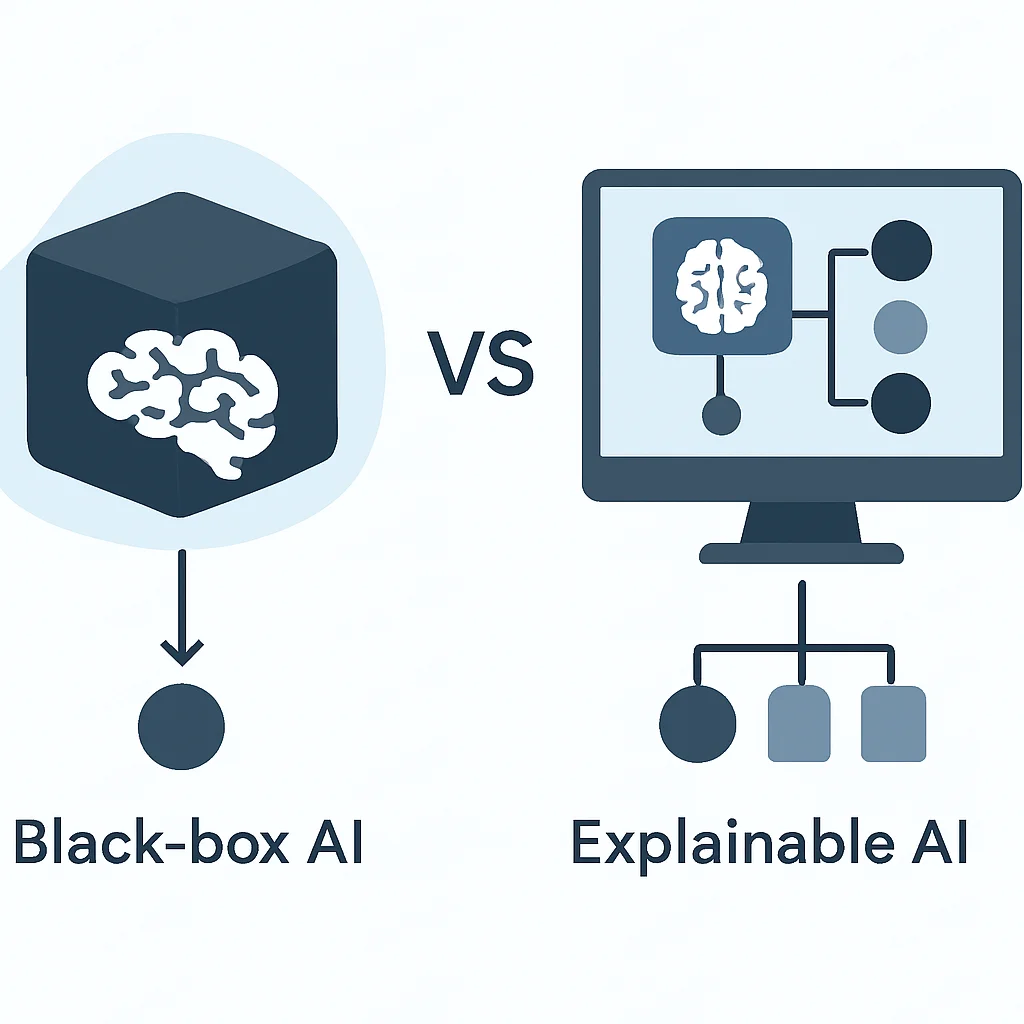 Black-box AI vs. Explainable AI decision process