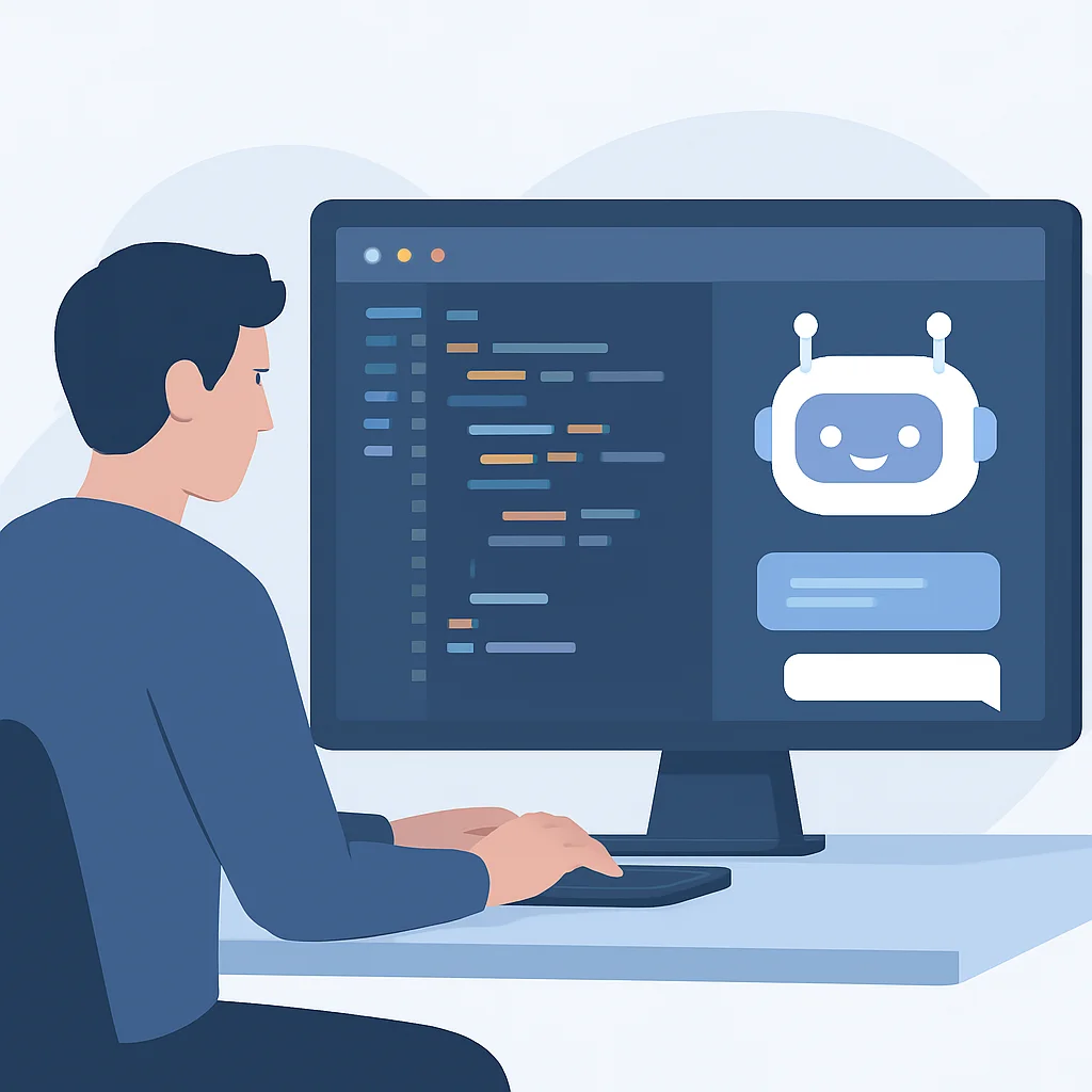 Developer using AI chat in IDE for learning