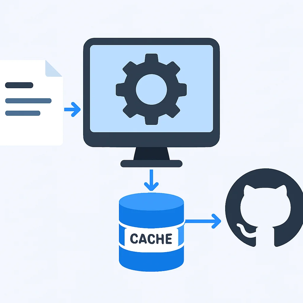 GitHub Actionsの依存関係キャッシュメカニズムの図