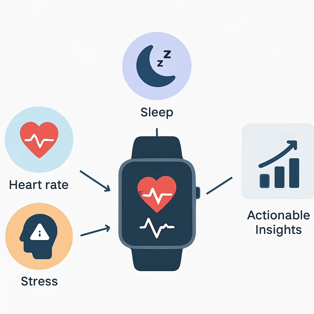 Smartwatch health tracking diagram