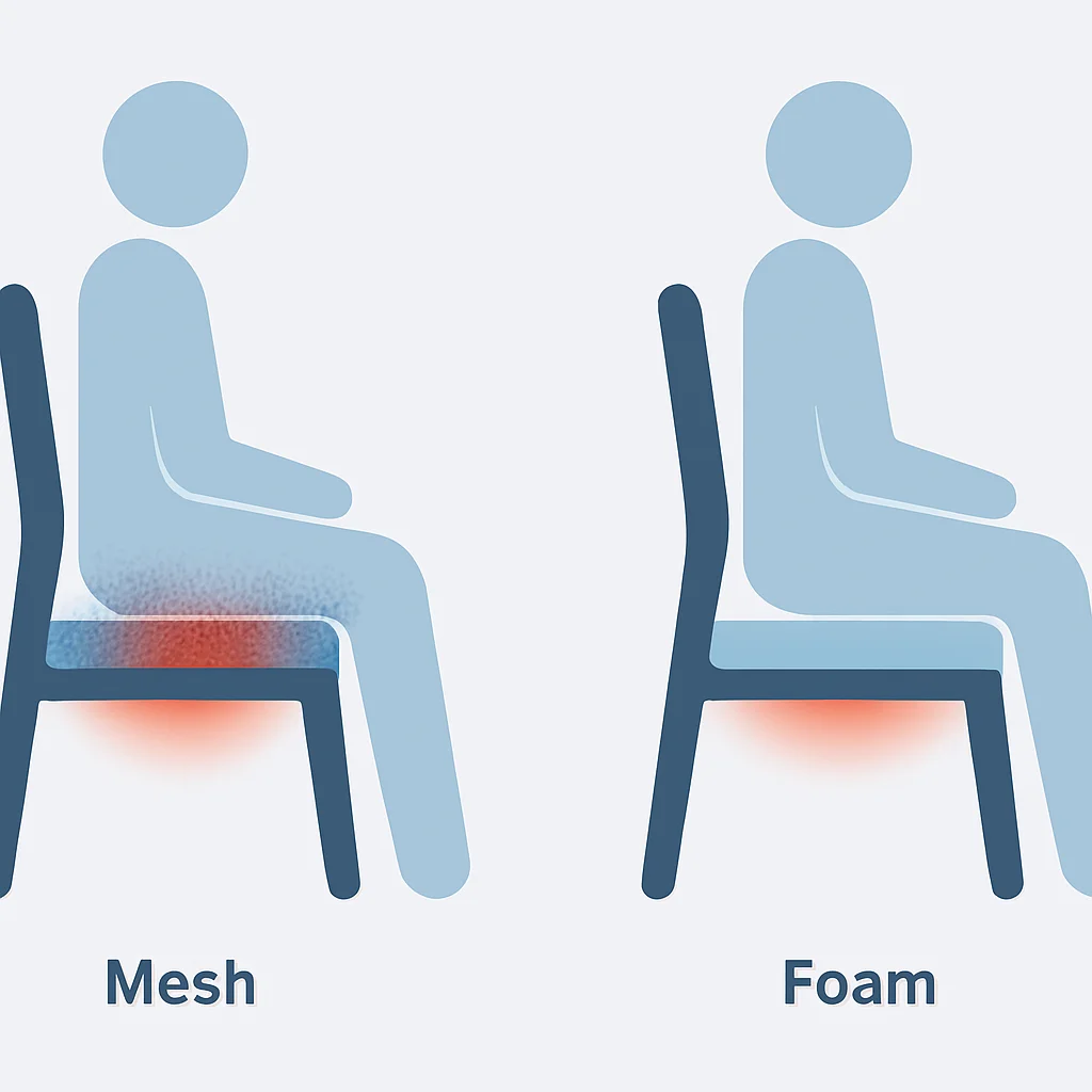Chair seat pressure distribution mesh vs foam