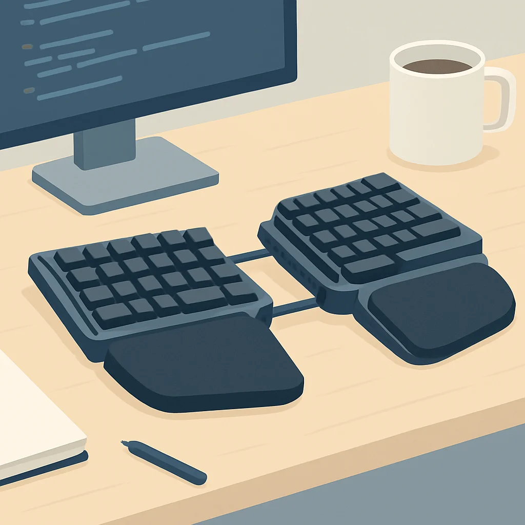 Ergonomic split mechanical keyboard setup