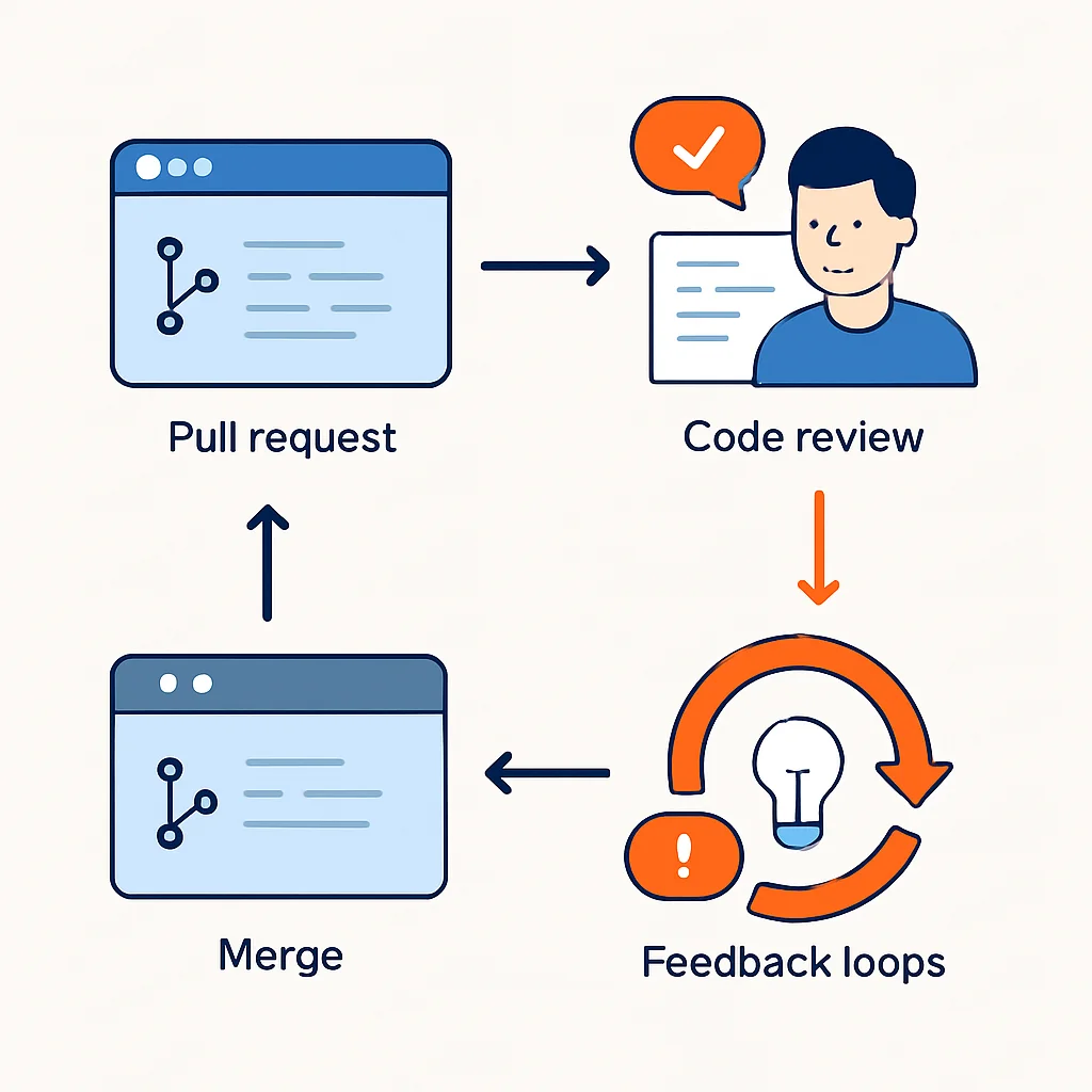 Code review workflow with feedback and learning loops