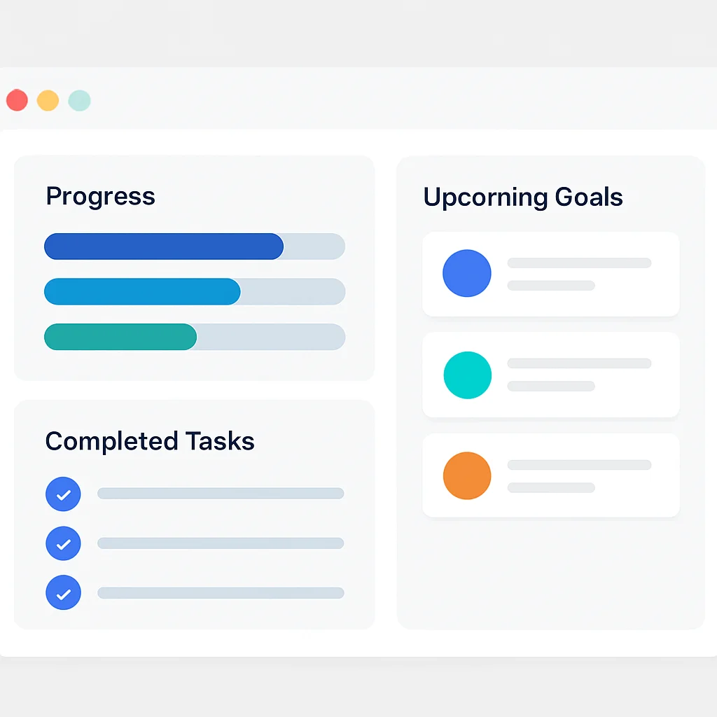 Developer learning progress dashboard UI