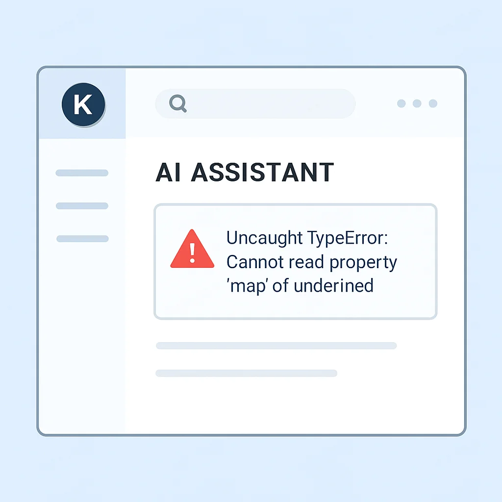 Kwonteki AI Assistant debugging JavaScript error