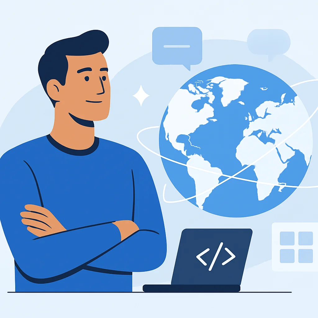 Confident developer looking to global future