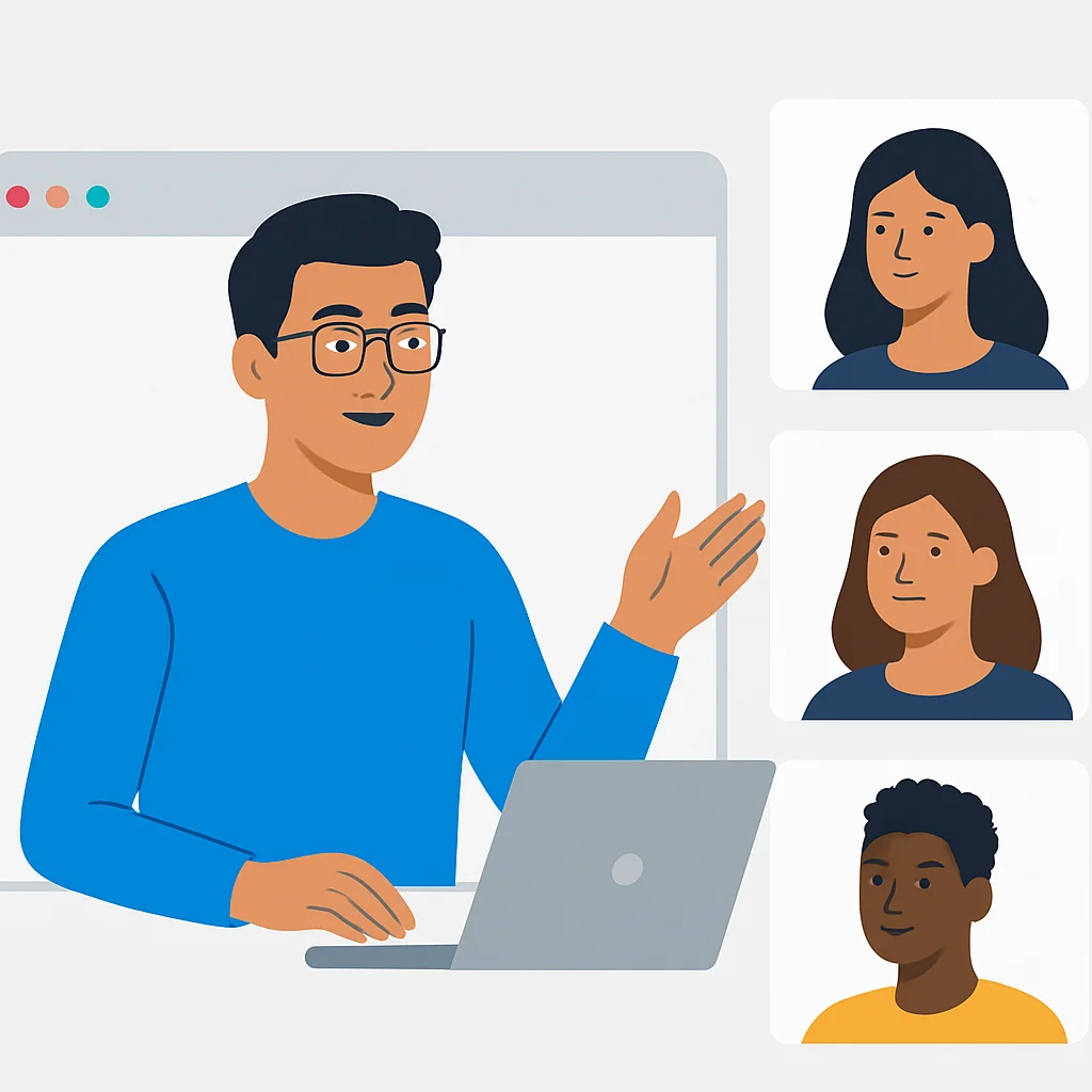 Developer speaking in a virtual team meeting
