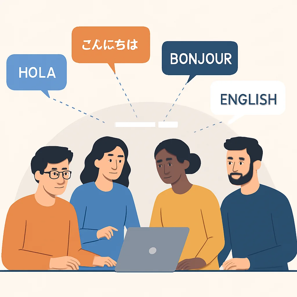 Diverse developers collaborating globally