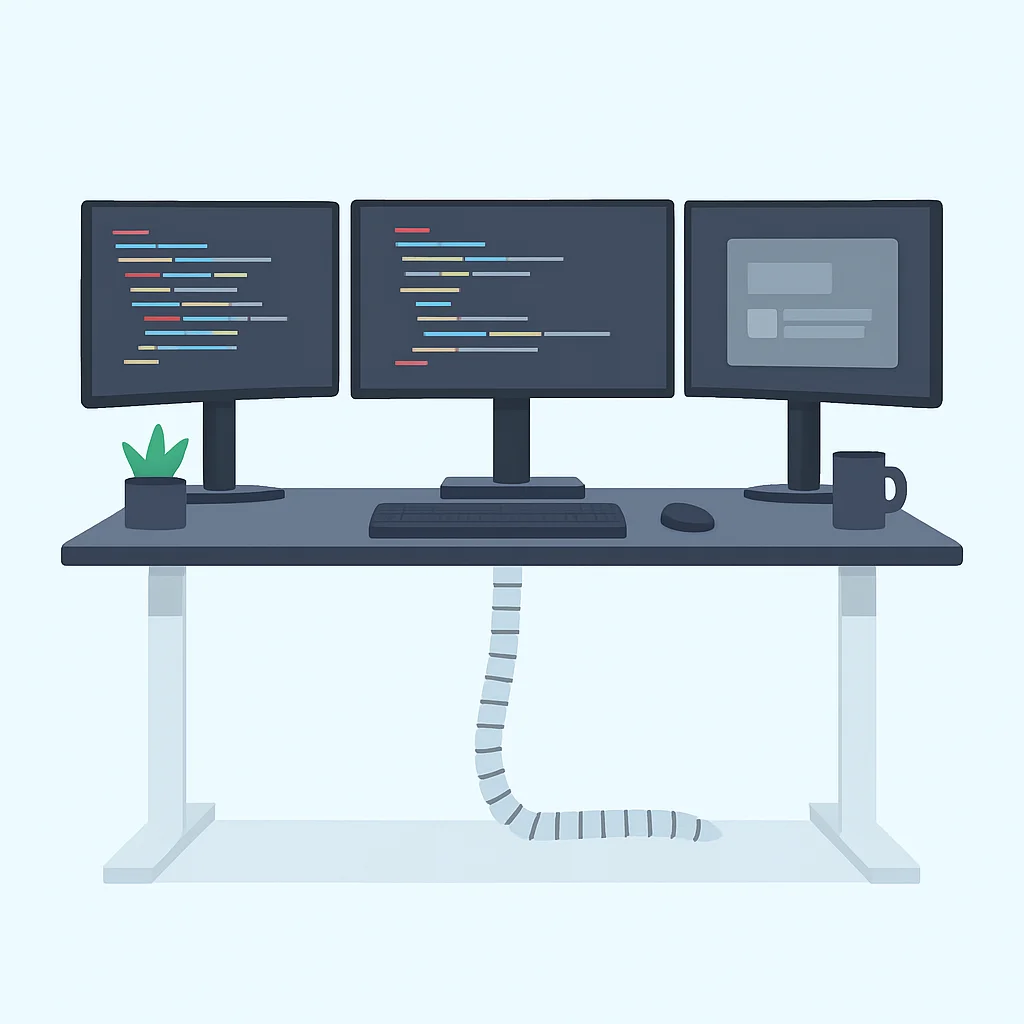 Modern developer standing desk setup
