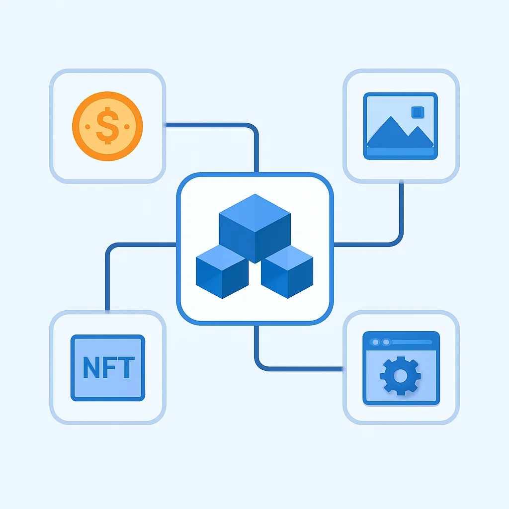 Web3エコシステムのアーキテクチャ図（ブロックチェーン、DeFi、NFT、DApps）