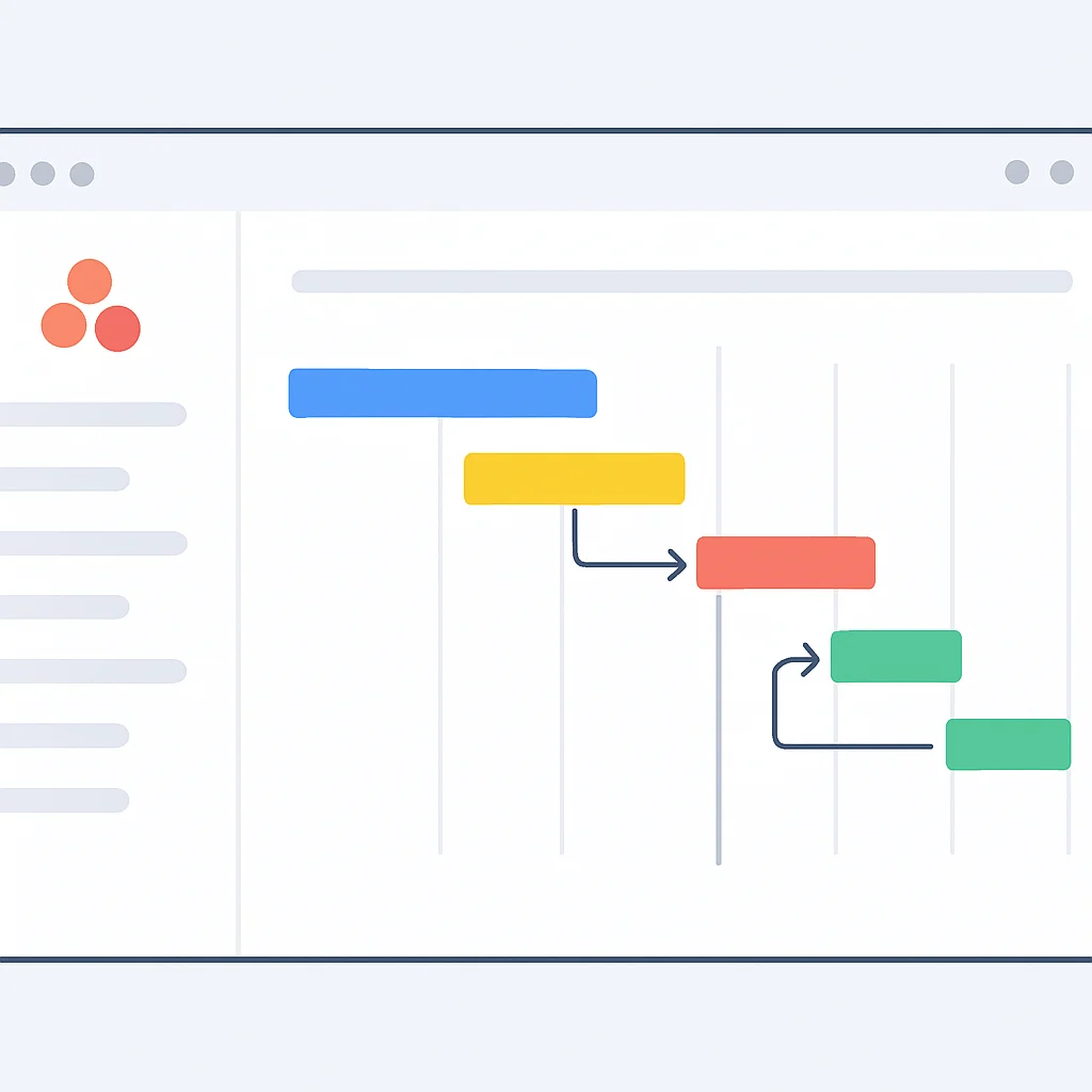 Asana project timeline with dependencies