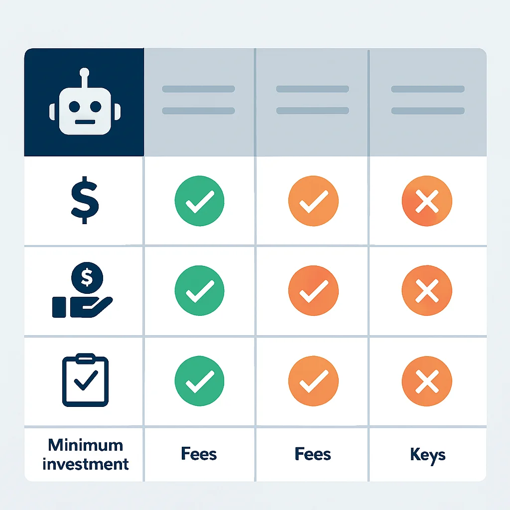 Robo-advisor service comparison table