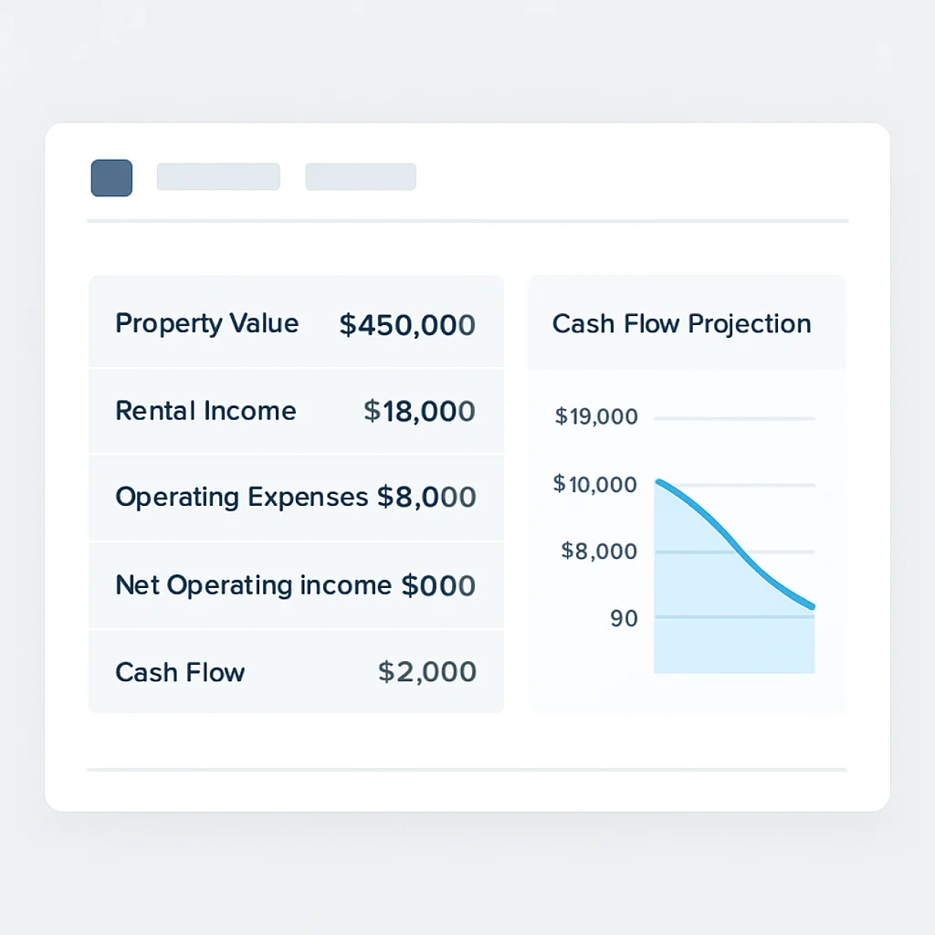 Real estate investment cash flow projection dashboard