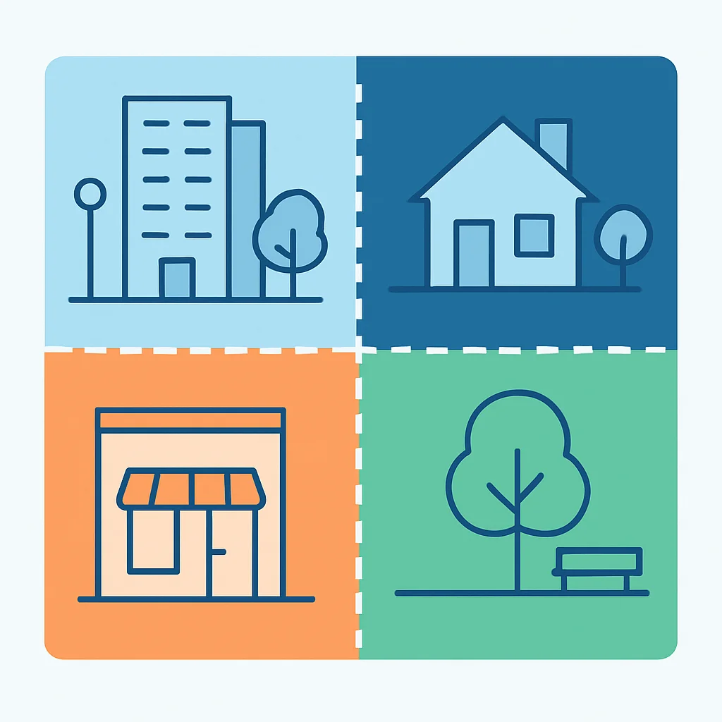 Zoning map diagram with building regulations