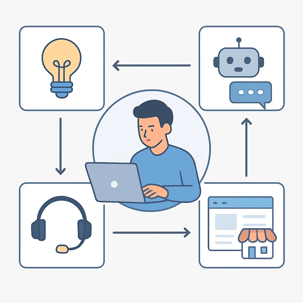 AI-powered digital product ecosystem diagram