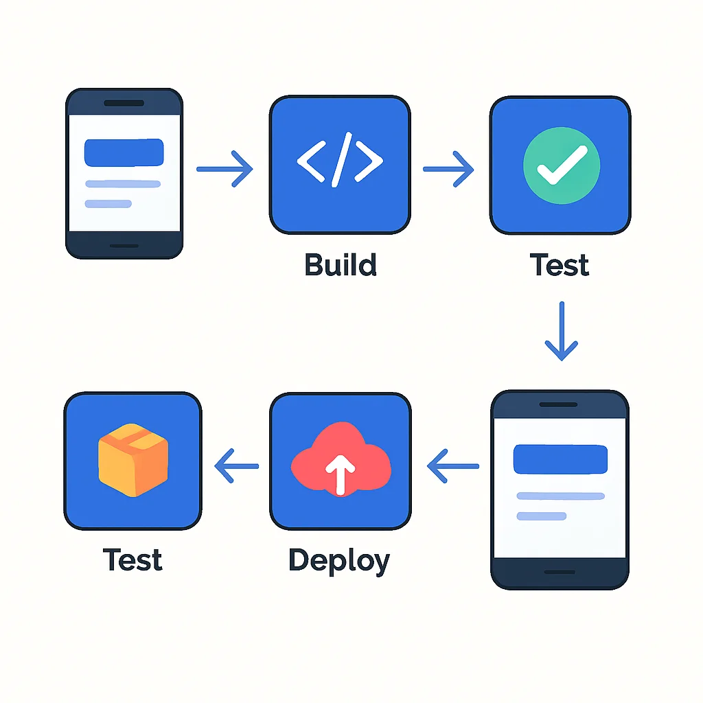 Complete mobile CI/CD pipeline flowchart