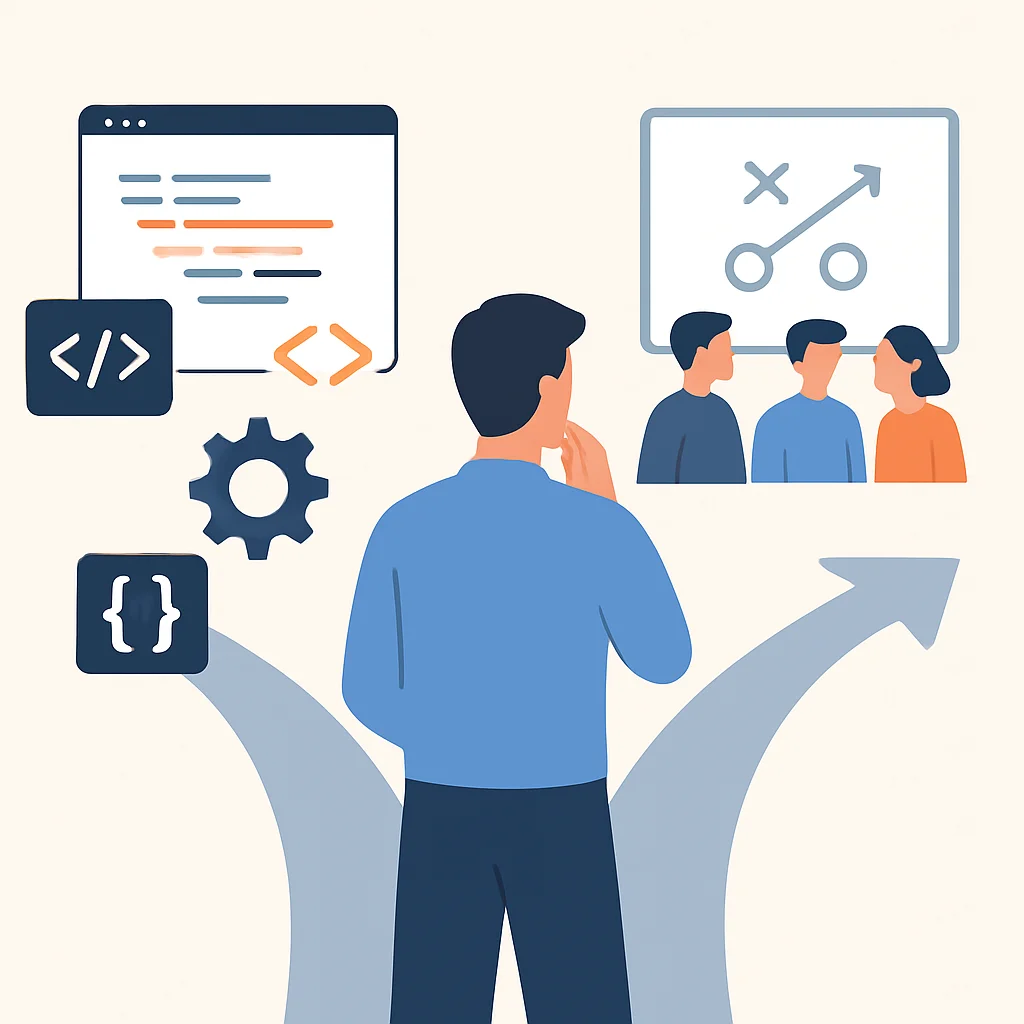 Developer contemplating management vs. individual contributor path