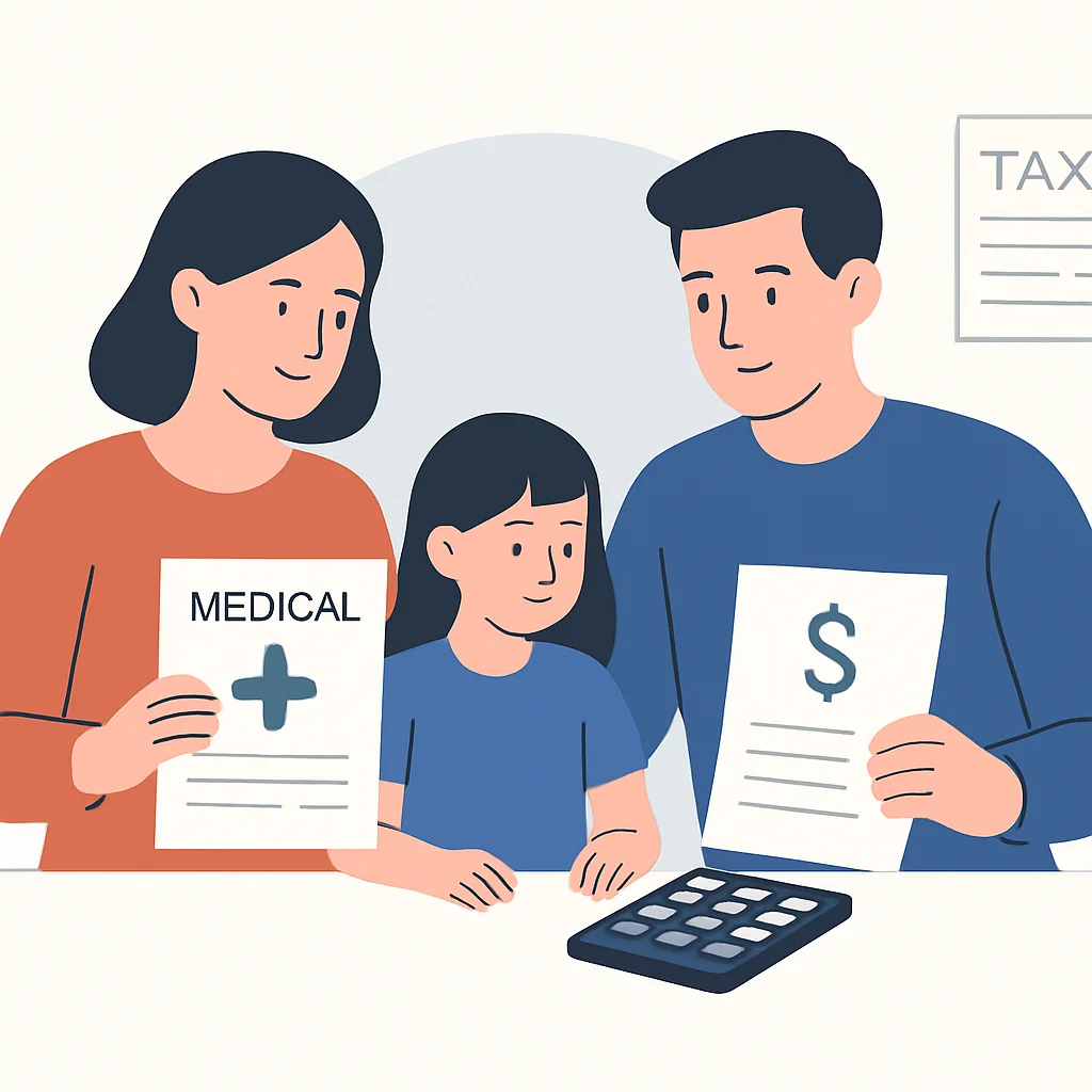 Family calculating medical expenses for tax purposes