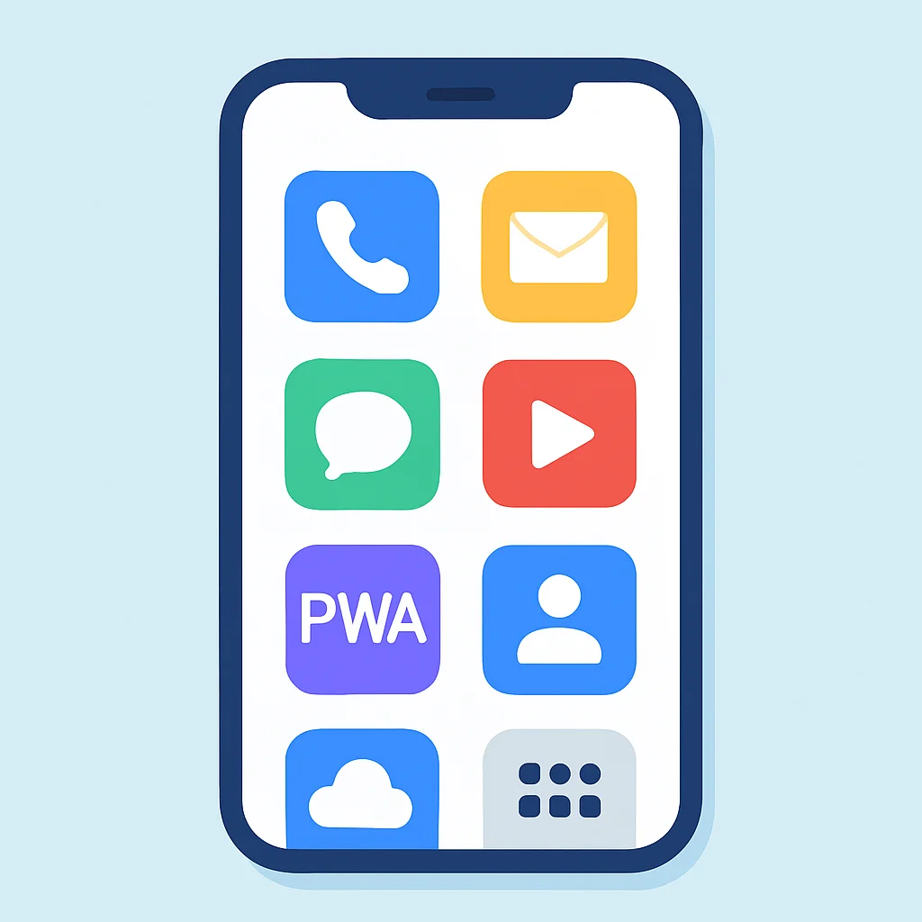 Smartphone home screen with PWA icons