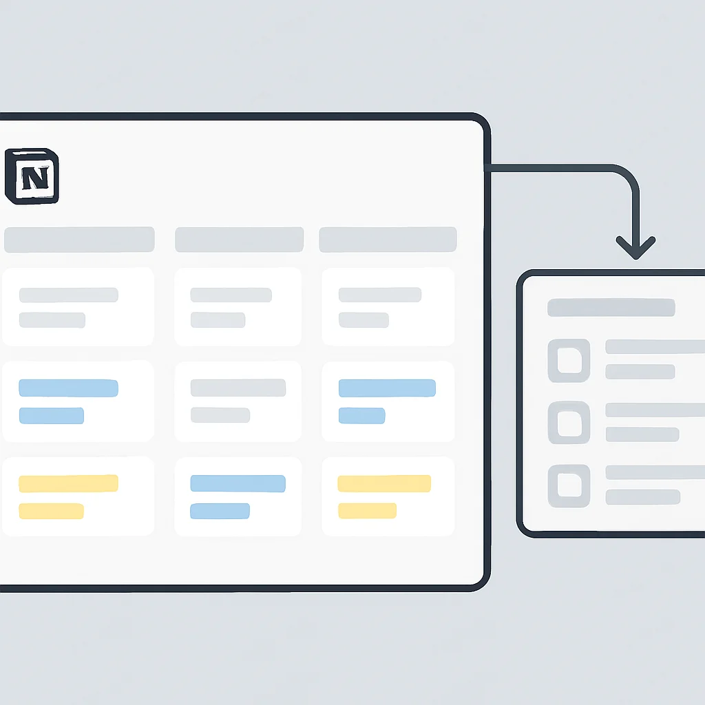 Notion Kanban board and documentation database