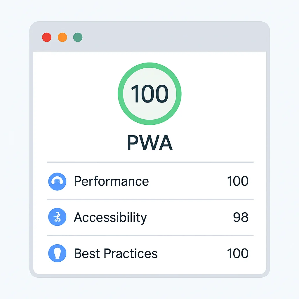 Google Lighthouse PWA report screenshot