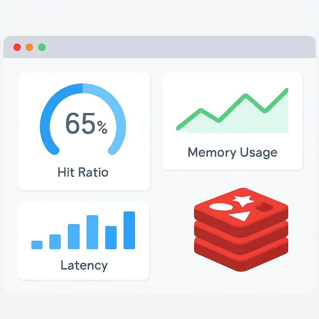 Redis monitoring dashboard with key metrics
