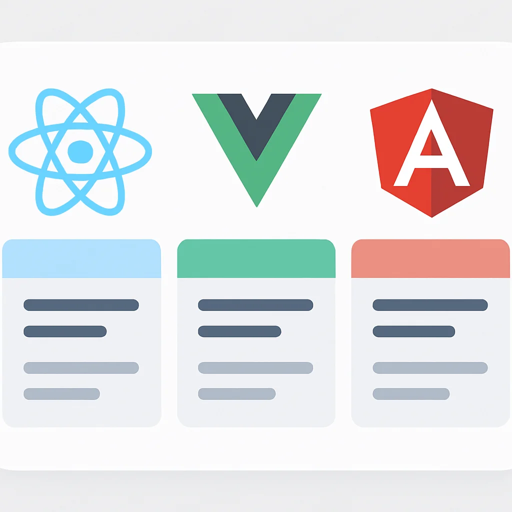 主要フレームワークの比較分析：React、Vue、Angular